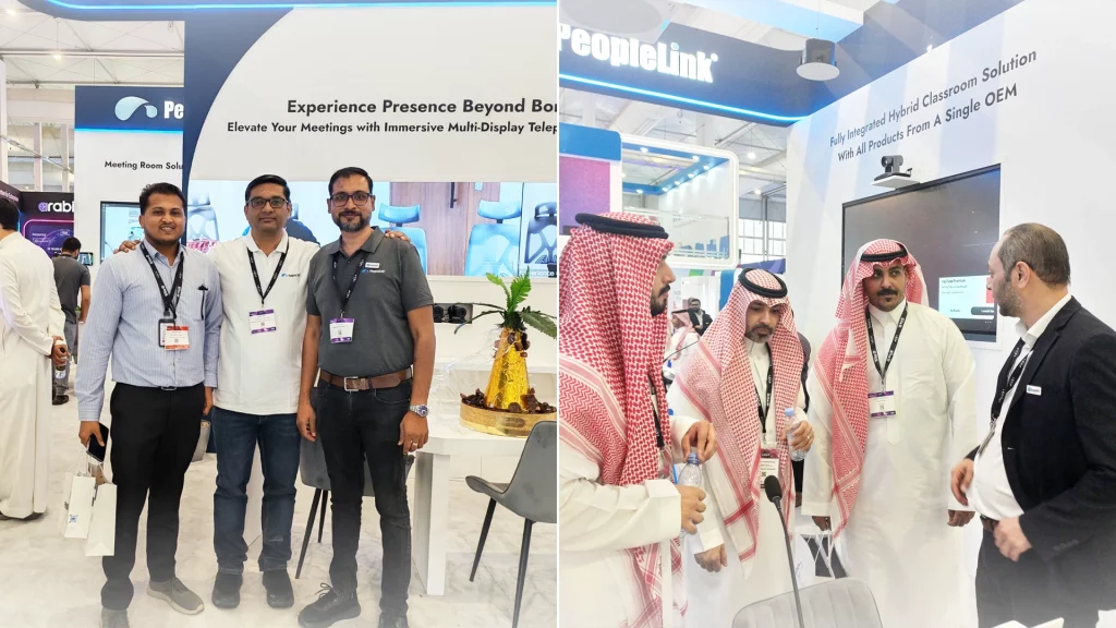 PeopleLink Booth H3.E80 at LEAP 2026 in Riyadh showcasing video collaboration and AV solutions